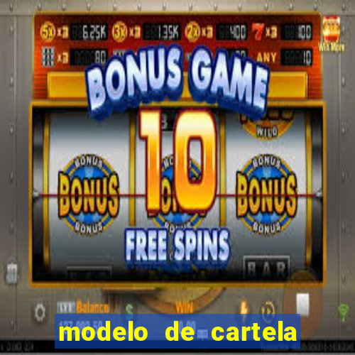 modelo de cartela de bingo em branco